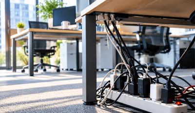 Kabelsalat unter dem Schreibtisch